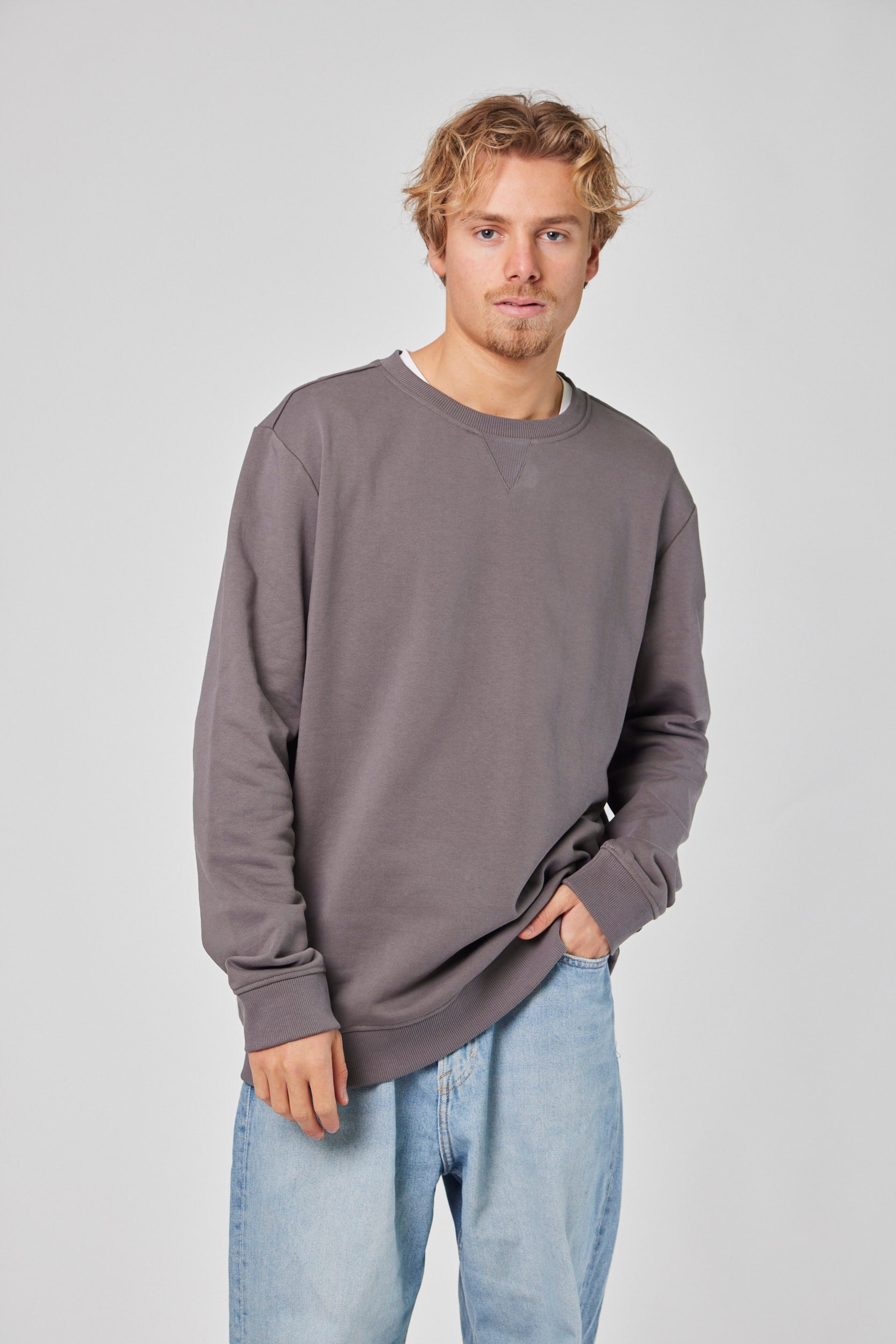 Poleron Gris Hombre Crew