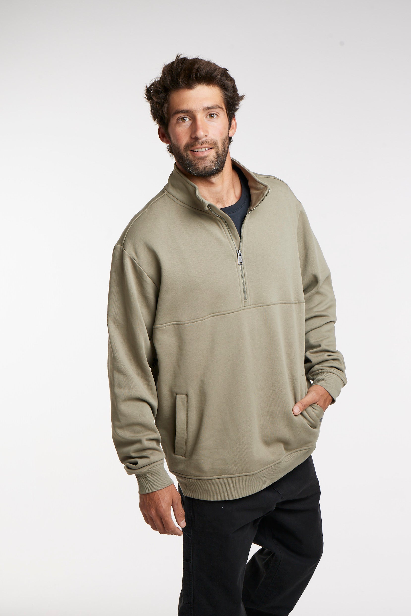 Polerón Verde Hombre Half Zip