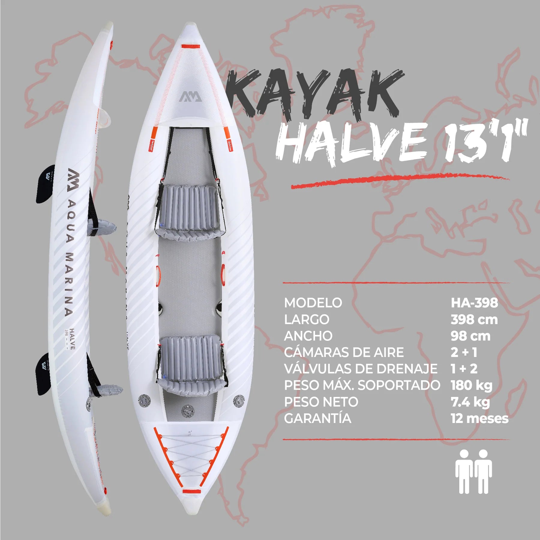 Kayak Ultraliviano Aqua Marina Halve Single / Doble Blanco