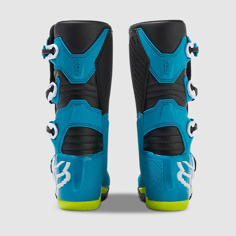 Botas Moto Niño Comp Celeste/Amarillo Fox - Rideshop