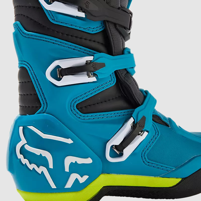 Botas Moto Niño Comp Celeste/Amarillo Fox - Rideshop