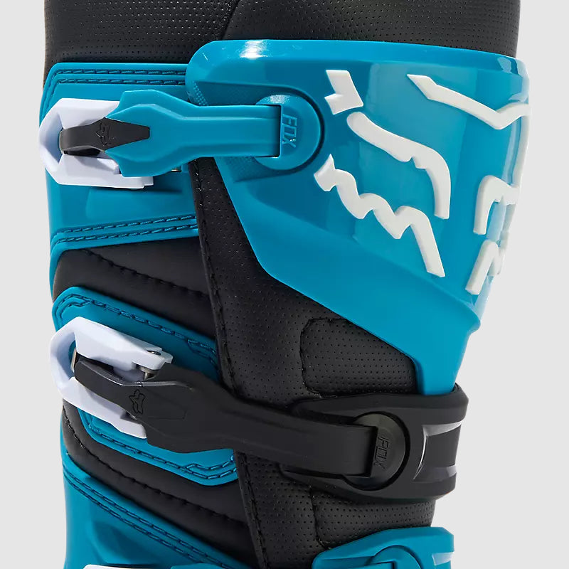 Botas Moto Niño Comp Celeste/Amarillo Fox - Rideshop
