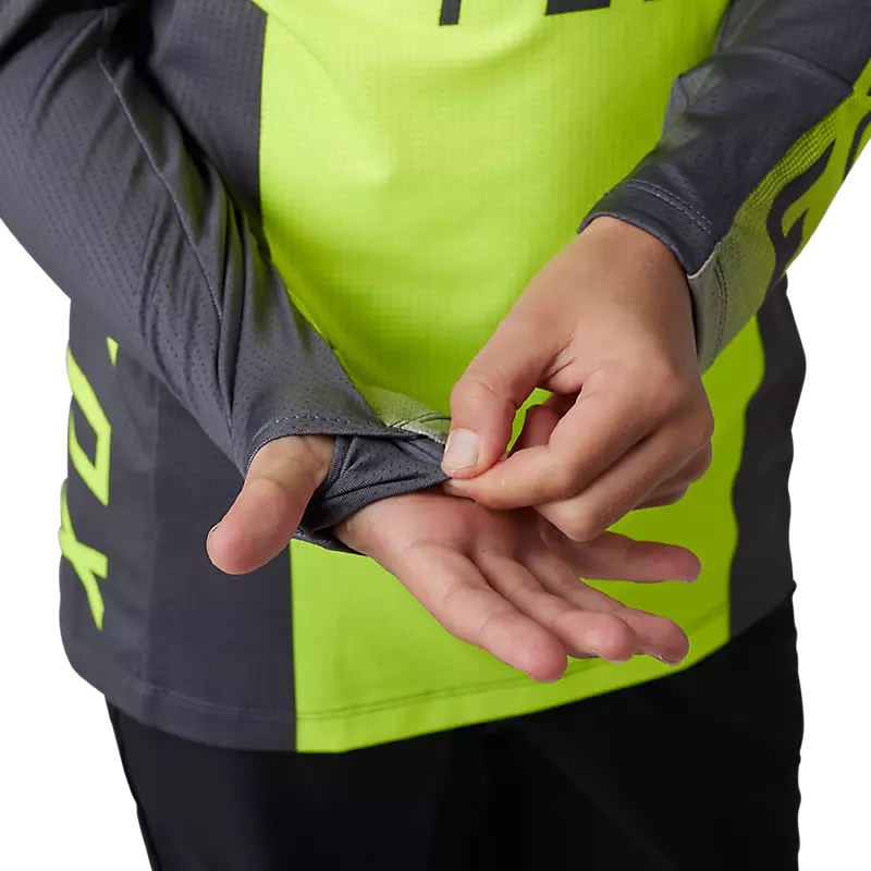 FOX Polera Moto Niño Ranger Drive Krux SXS Con Cuello Amarillo Fluor - Rideshop