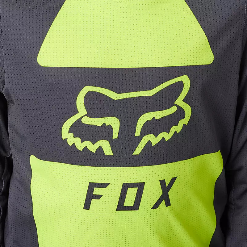 FOX Polera Moto Niño Ranger Drive Krux SXS Con Cuello Amarillo Fluor - Rideshop