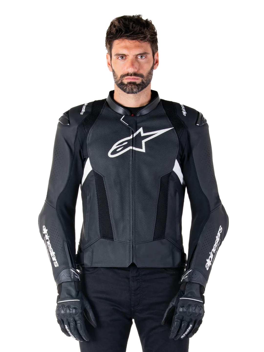 Chaqueta de Cuero Alpinestars Missile V3 Airflow Negro Blanco