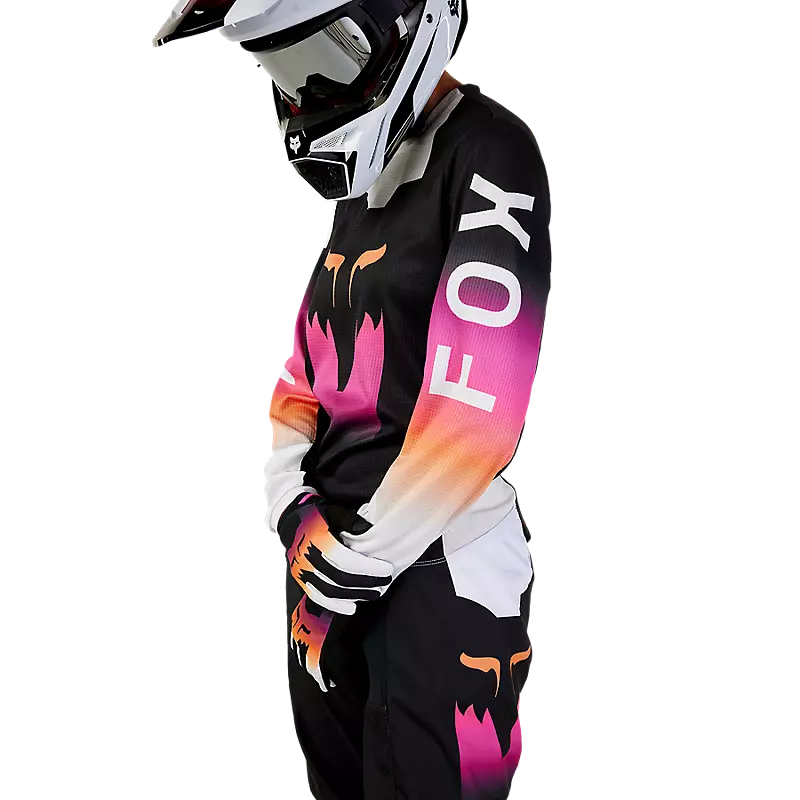 FOX Polera Moto Mujer 180 Flora Negro/Rosado - Rideshop