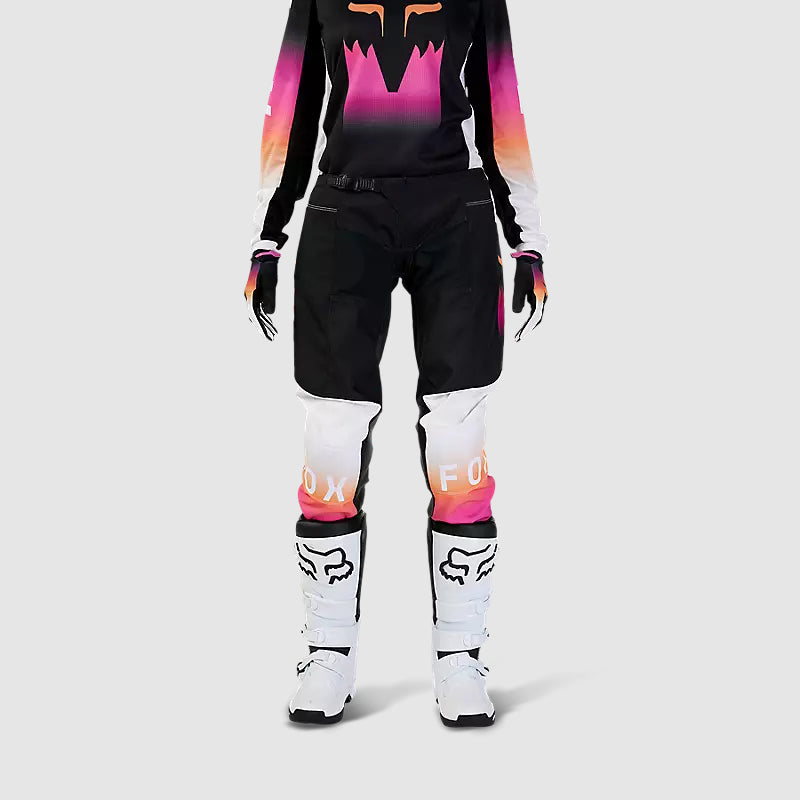 Pantalon Moto Mujer 180 Flora Negro/Rosado Fox - Rideshop