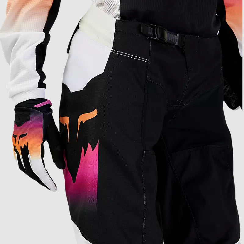 Pantalon Moto Mujer 180 Flora Negro/Rosado Fox - Rideshop
