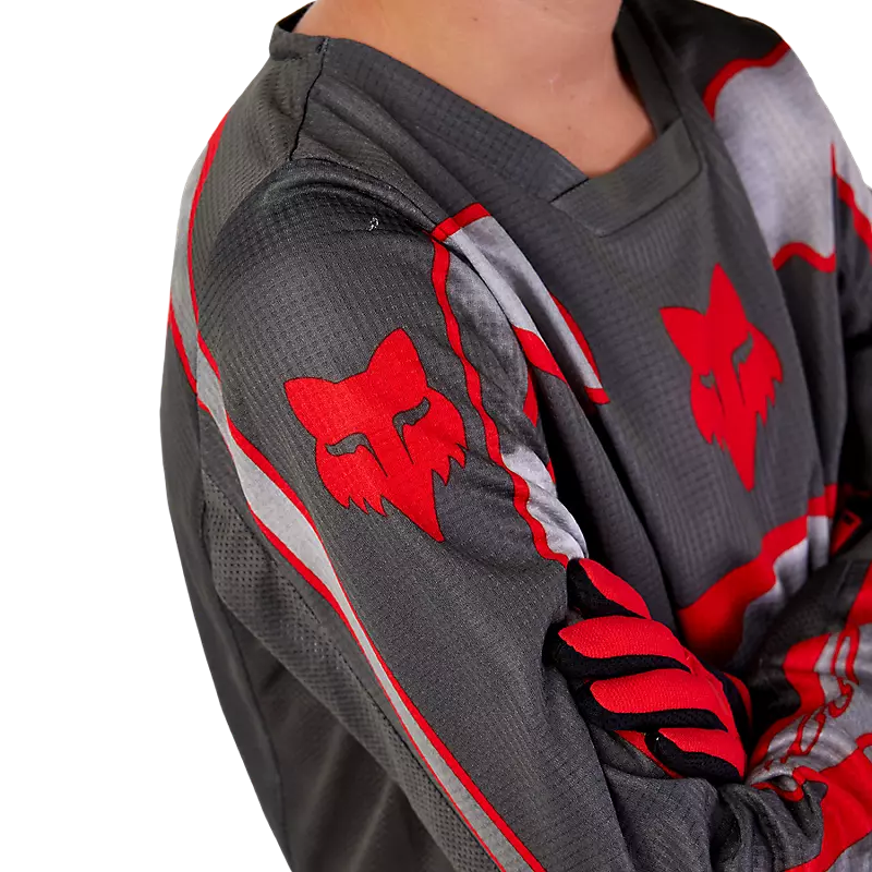 FOX Polera Moto Niño 180 Atlas Gris/Rojo - Rideshop