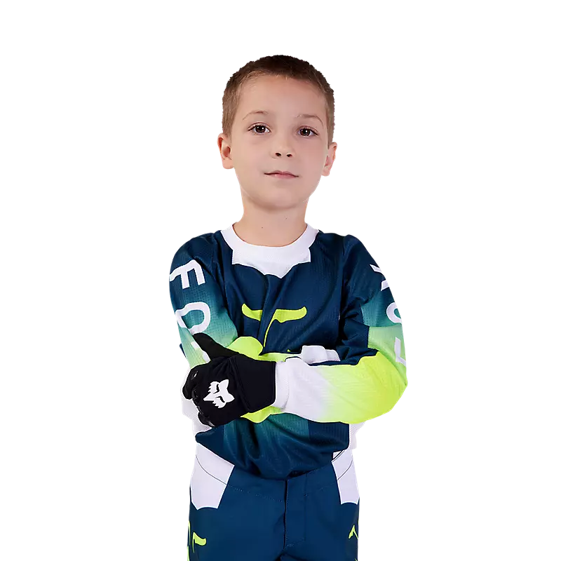 FOX Polera Moto Infantil 180 Flora Azul Petroleo - Rideshop