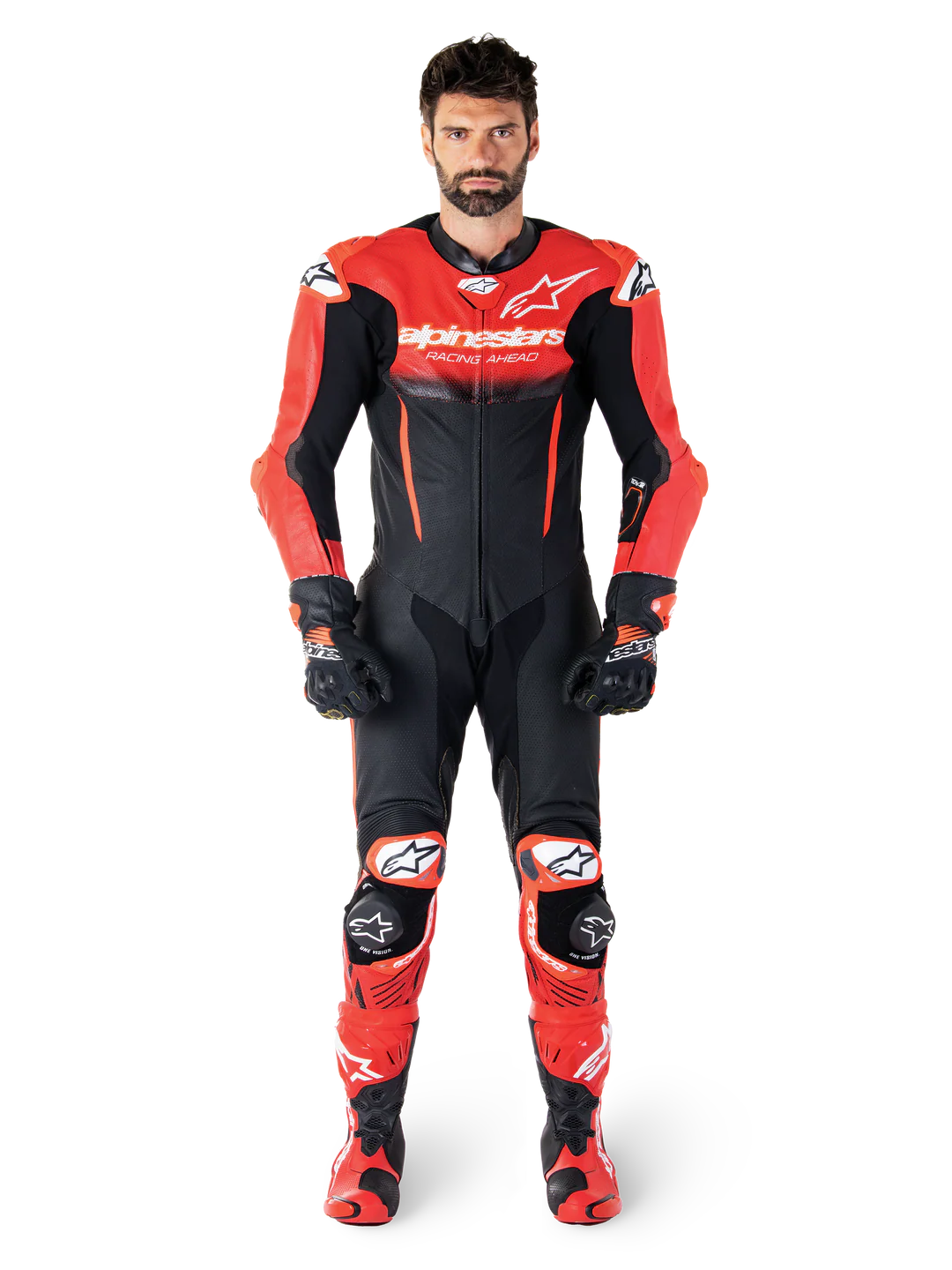 Traje Cuero Moto Competición Alpinestars GP-R7 Negro Rojo