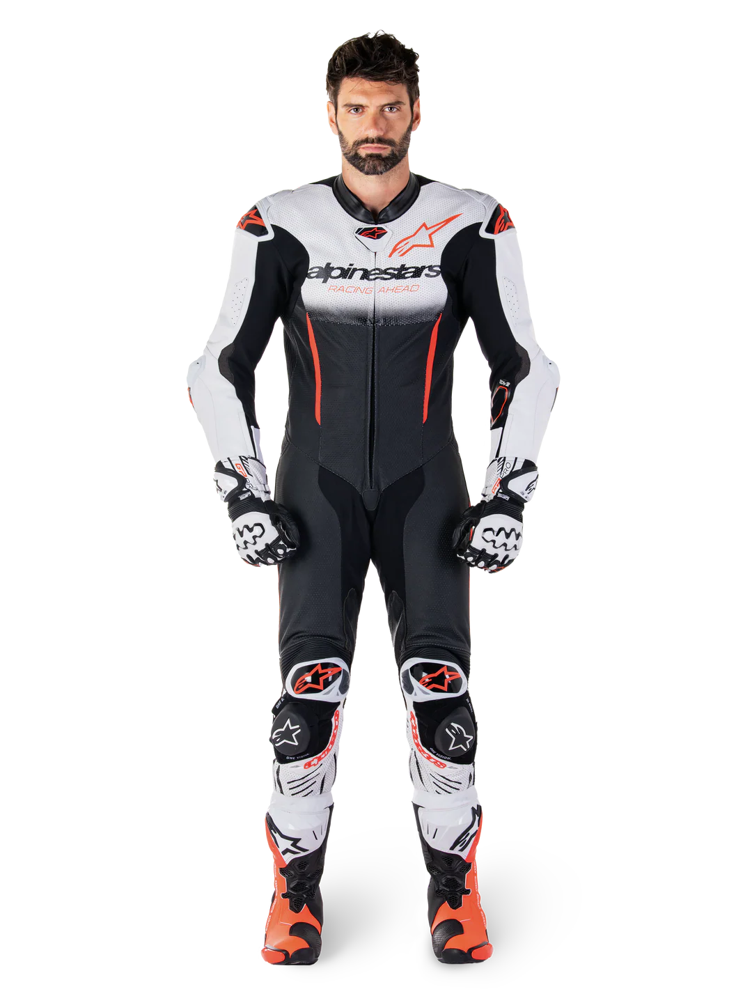 Traje Cuero Moto Competición Alpinestars GP-R7 Negro Blanco