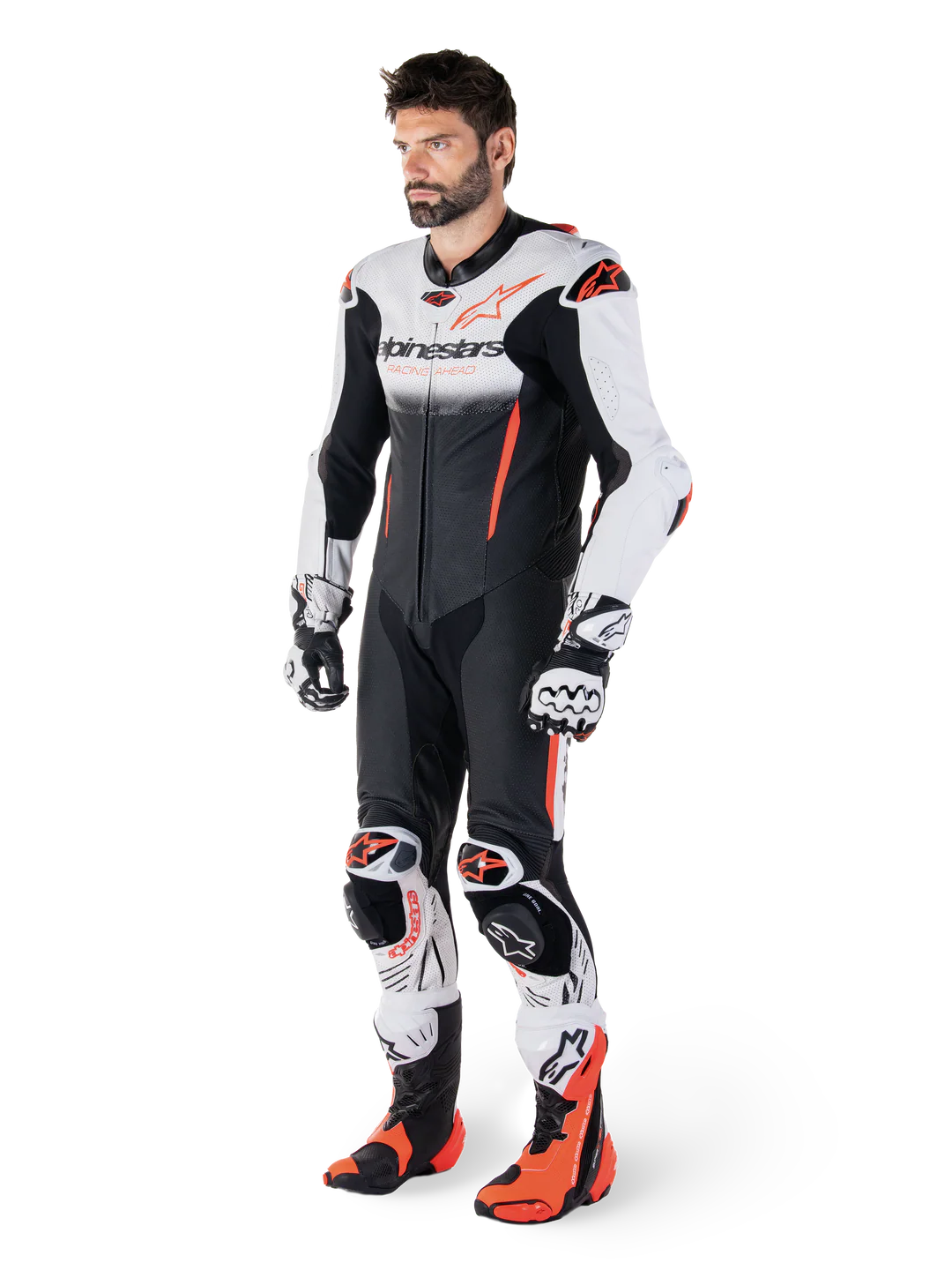 Traje Cuero Moto Competición Alpinestars GP-R7 Negro Blanco