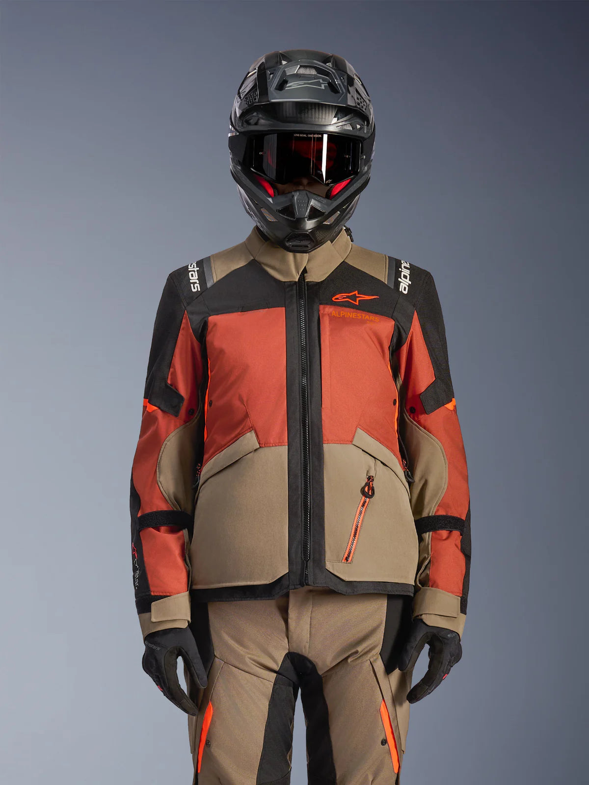 Chaqueta Moto Alpinestars Andes V4 Drystar Walnut Mastic Negro