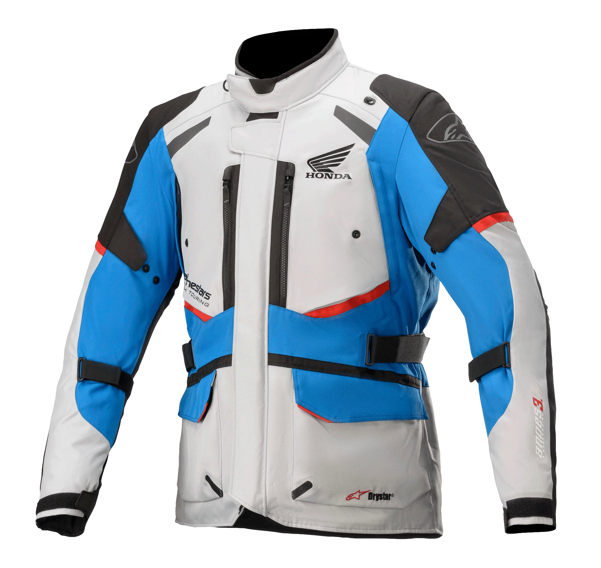 Chaqueta Moto Alpinestars Honda Andes V3 Drystar® Gris Claro/Azul Brillante/Rojo