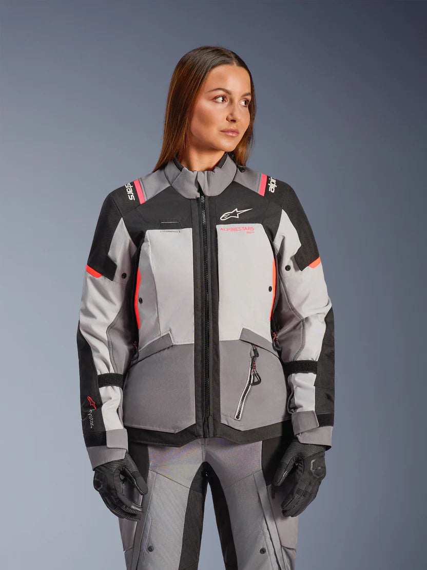Chaqueta Impermeable Alpinestars Andes V4 Drystar Gris Oscuro/Hielo Coral Fluor
