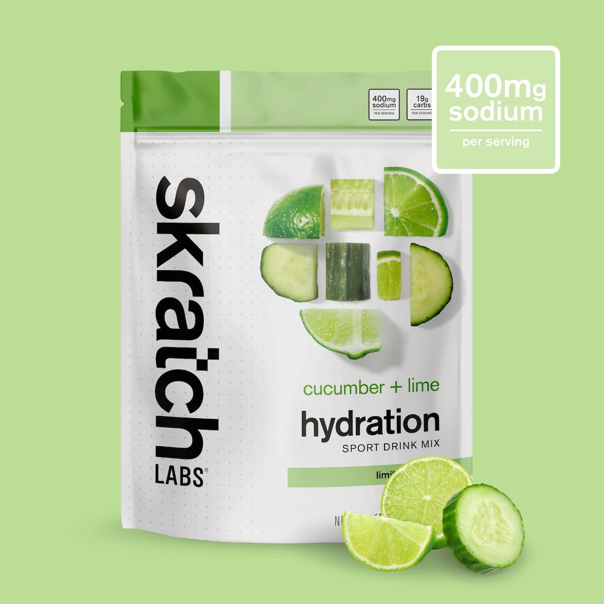 Skratch Labs Hydration Sport Drink Mix Pepino y Lima – Bolsa 440 g (20 porciones)