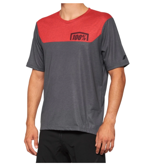 Jersey 100% Airmatic Short Sleeve Charcoal Racer Red