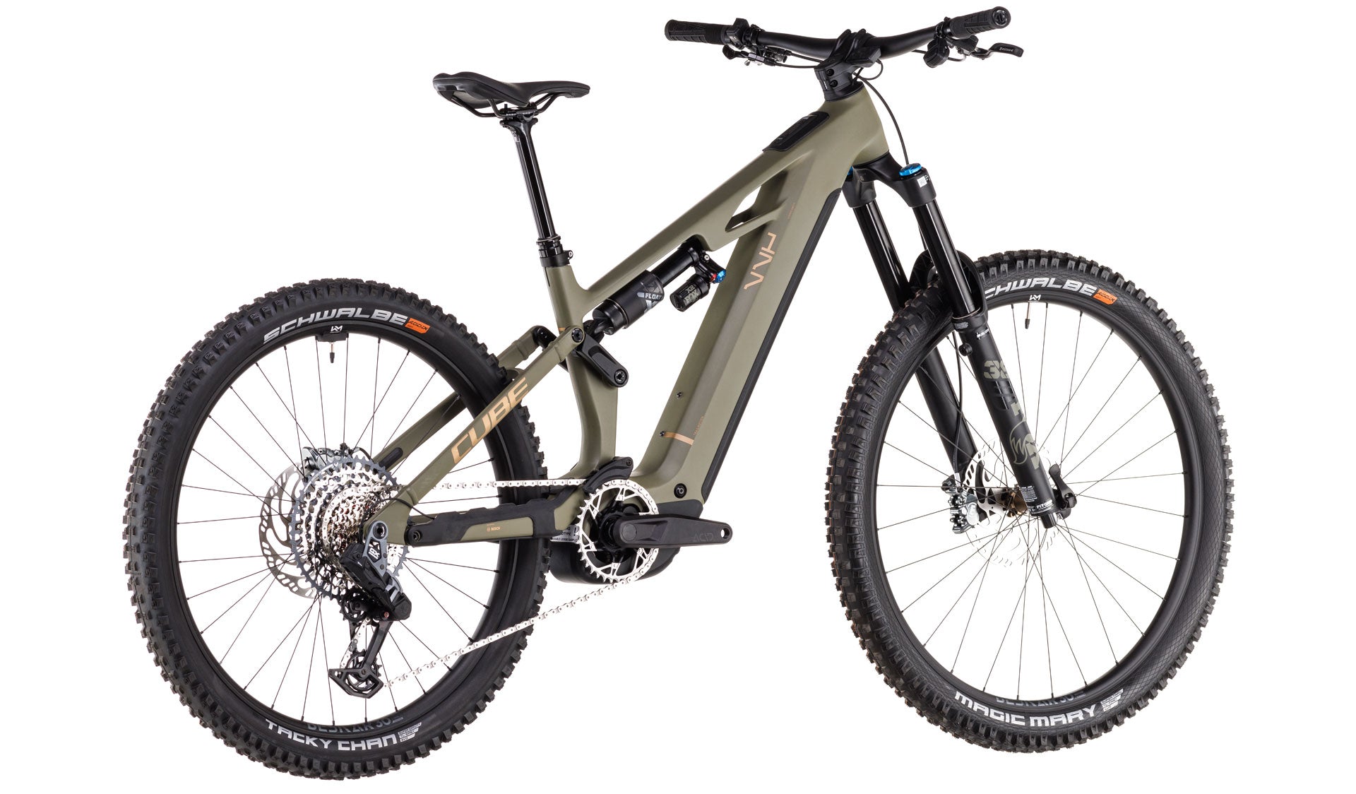 Bicicleta Eléctrica Cube Stereo Hybrid ONE77 HPC TM 800 Dustyolive´n´gold