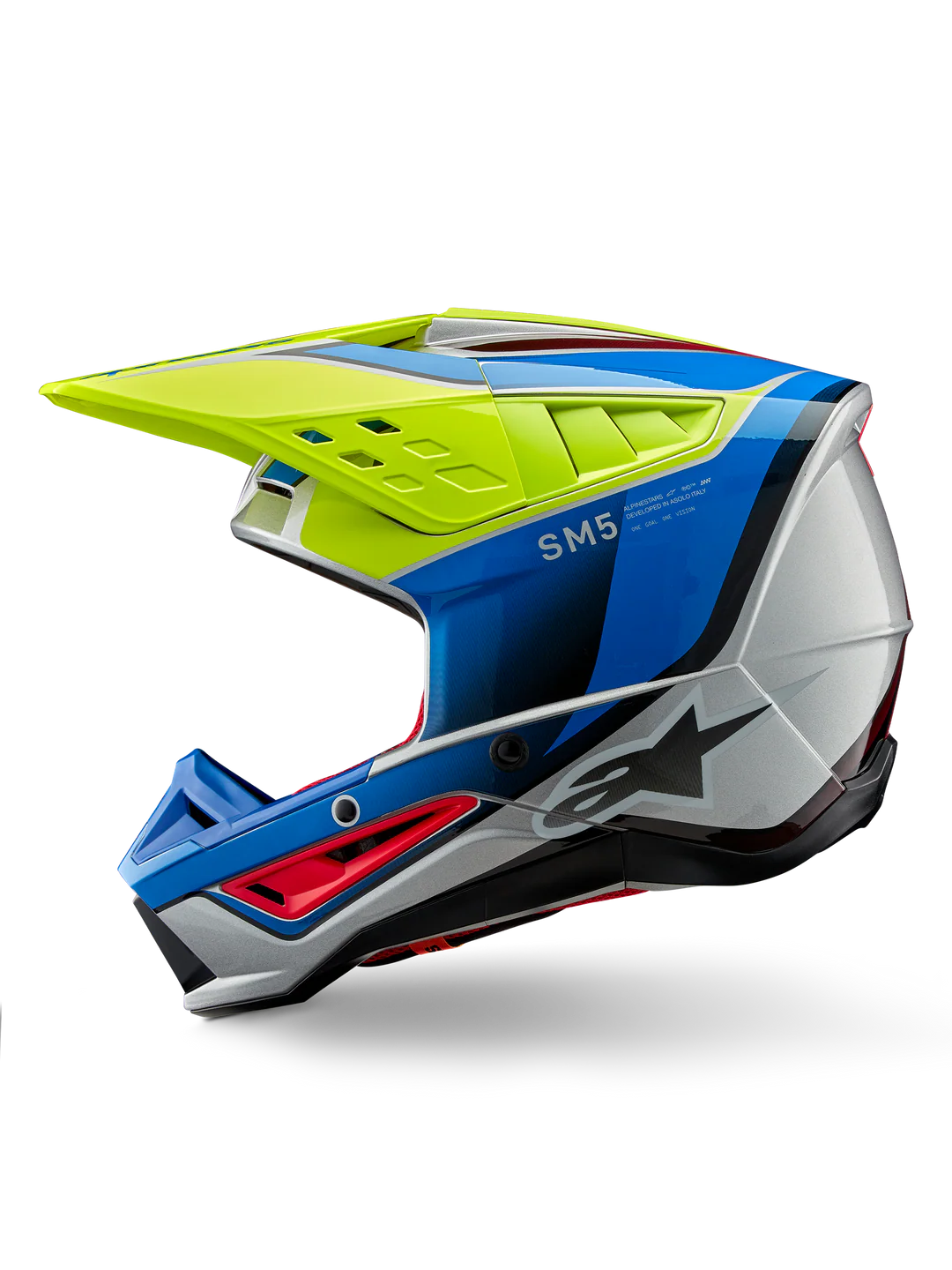 Alpinestars Casco Moto SM5 Sail ECE 22.06 Amarillo Fluor / Azul / Plata