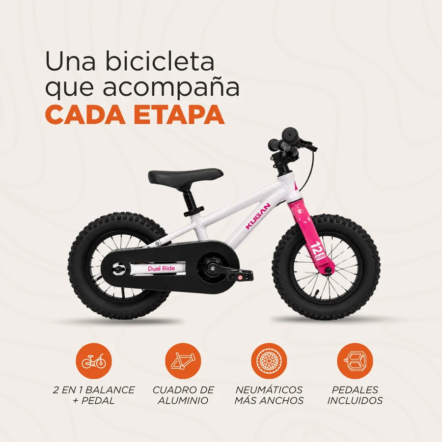 Bicicleta Niño Kugan Rocket Ride 12 White Pink