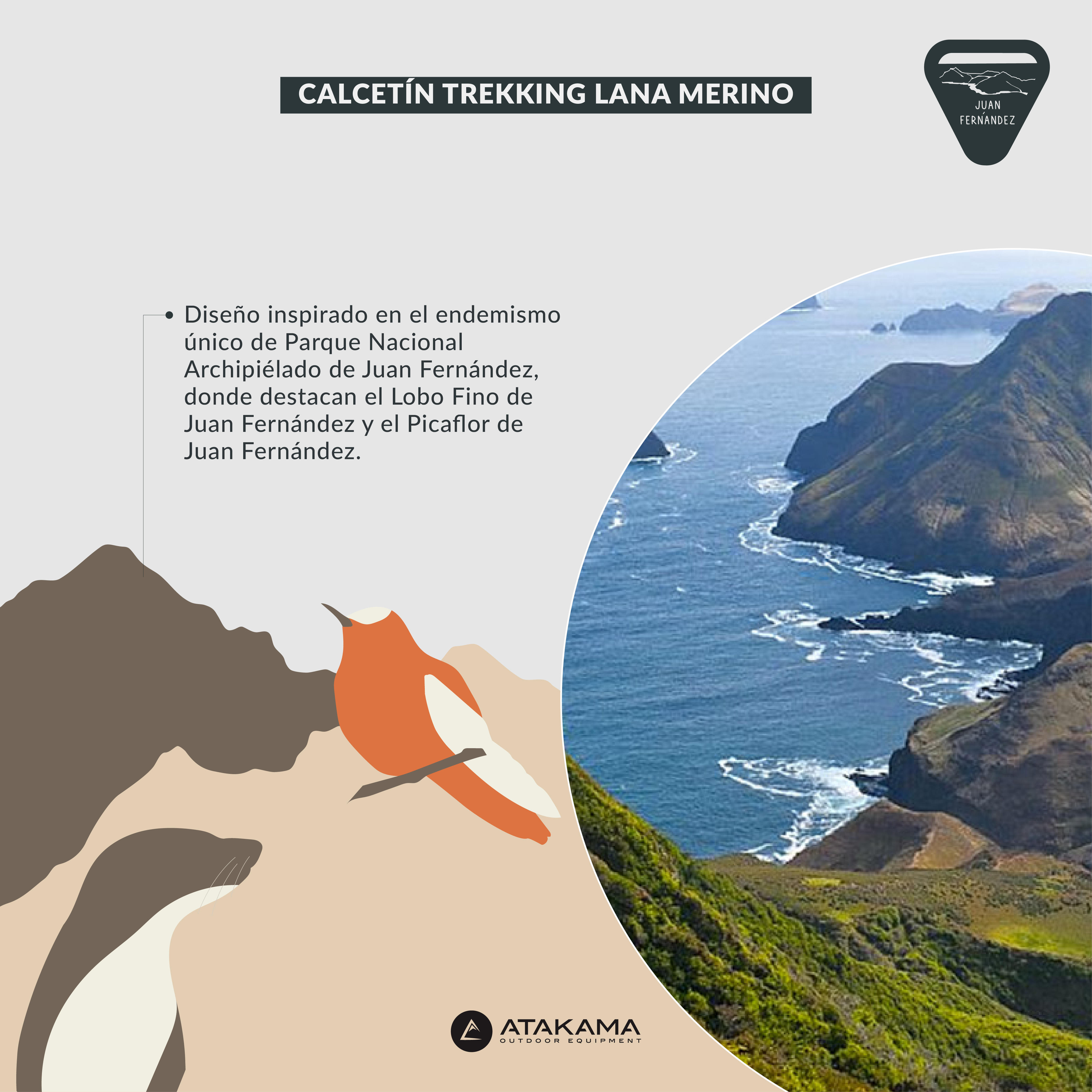 Calcetín Trekking Juan Fernández Lana Merino Caña Media Baja