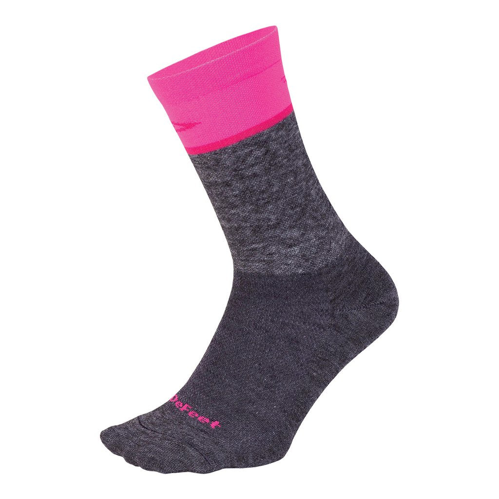 Calcetín Defeet Wooleator Wool Blend 6'' Team Defeet (Gravel Grey/ Neon Pink)