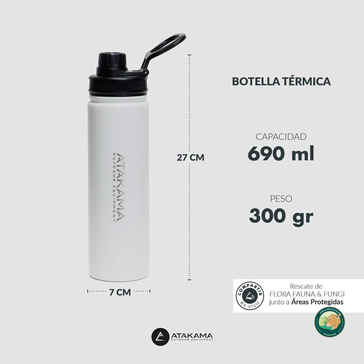 Botella térmica 690 ml Blanco - Atakama Outdoor