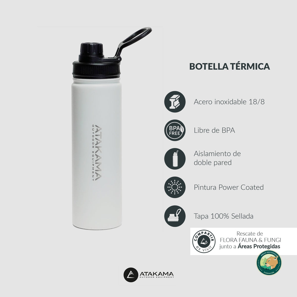 Botella térmica 690 ml Blanco - Atakama Outdoor