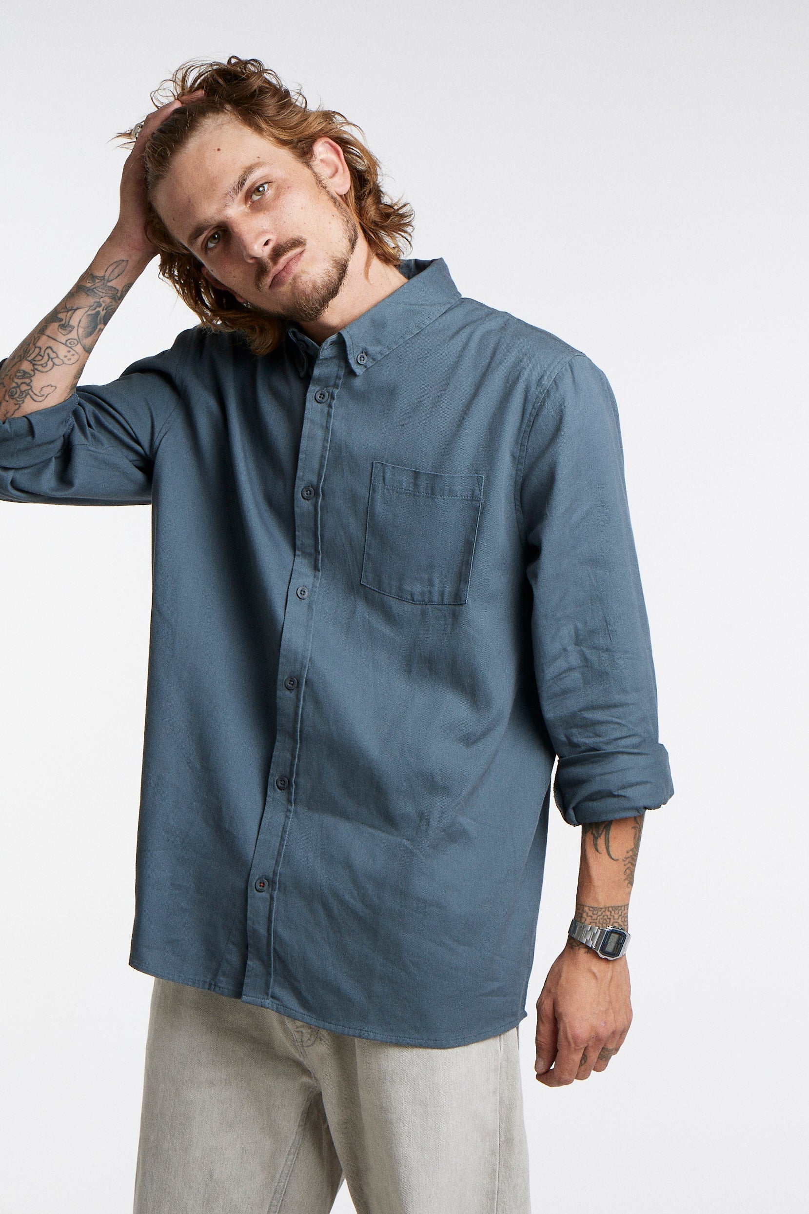 Camisa Manga Larga Azul Toke