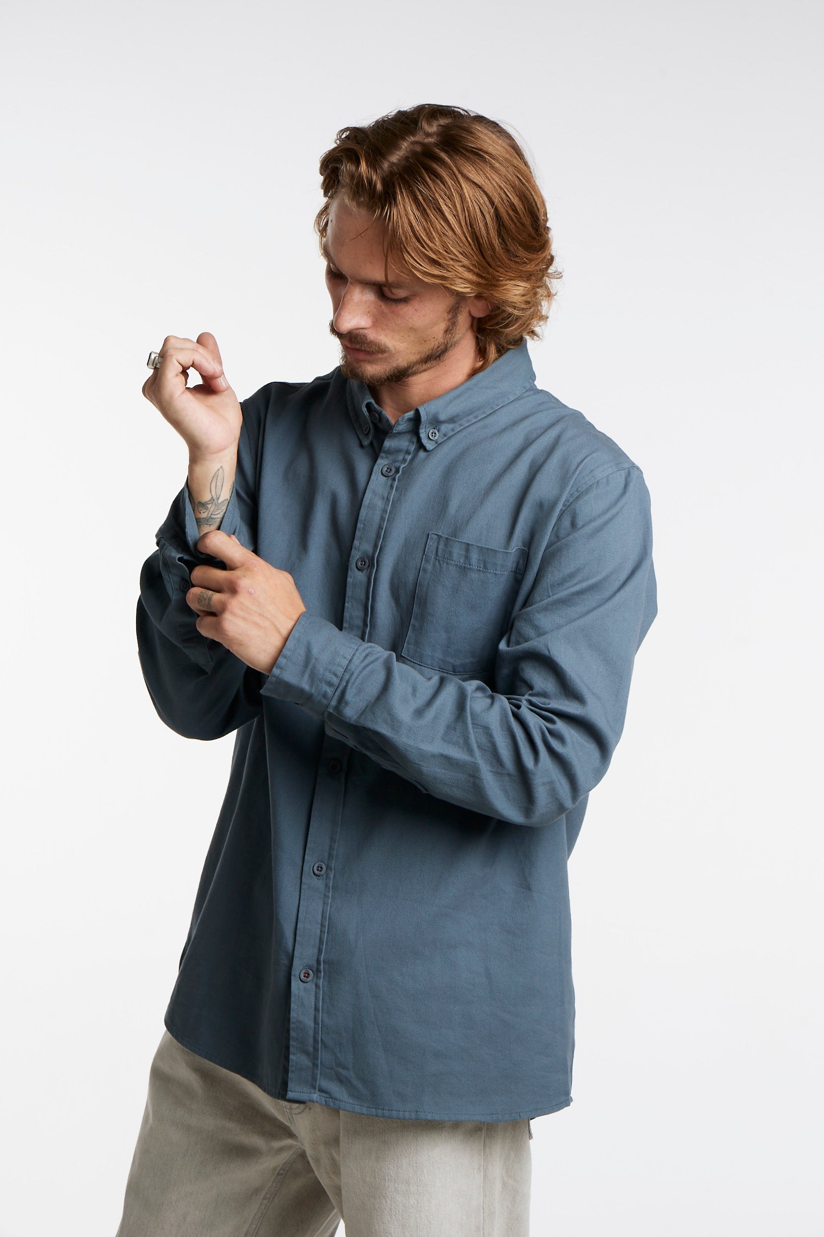 Camisa Manga Larga Azul Toke