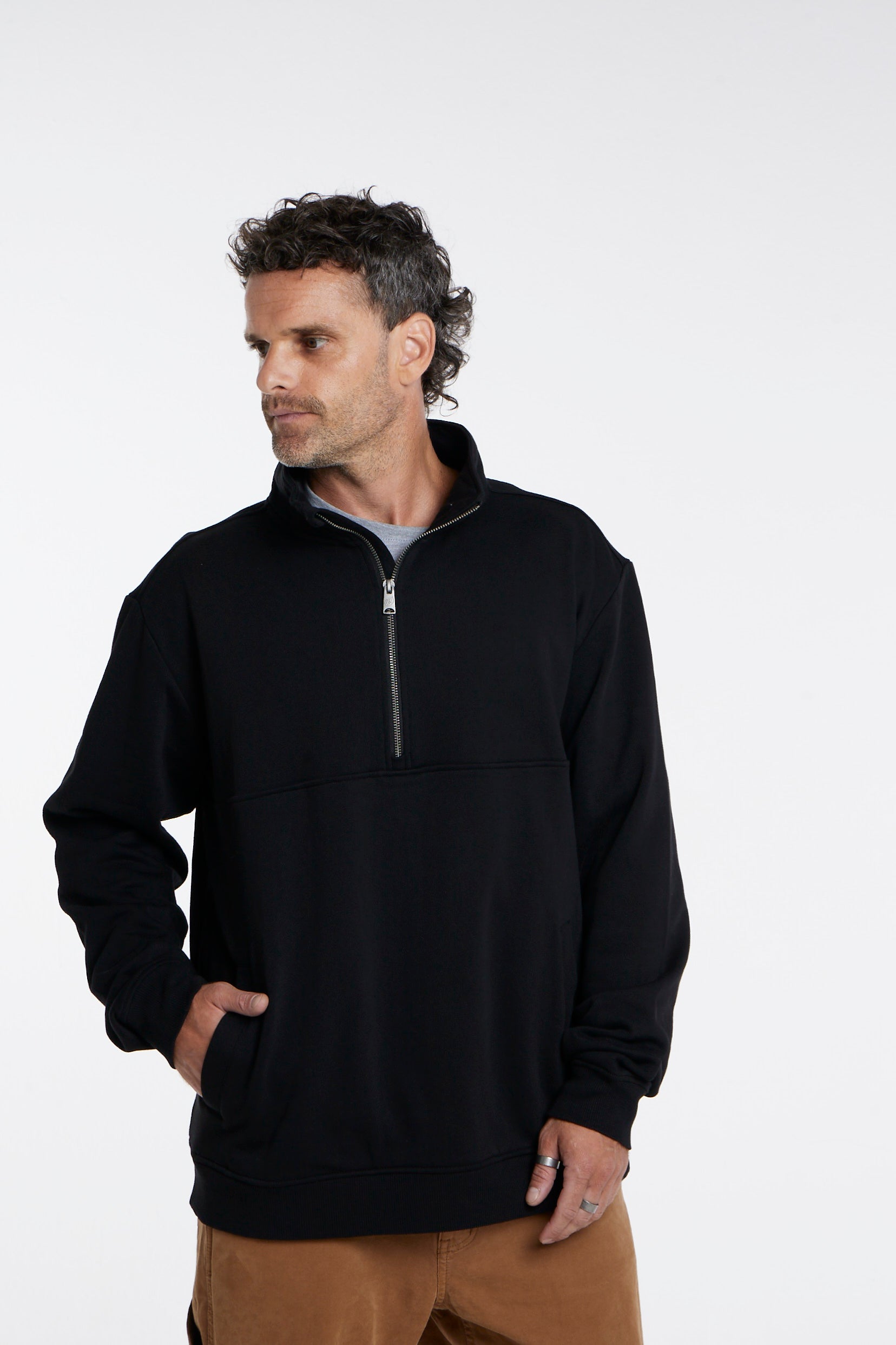 Polerón Negro Hombre Half Zip