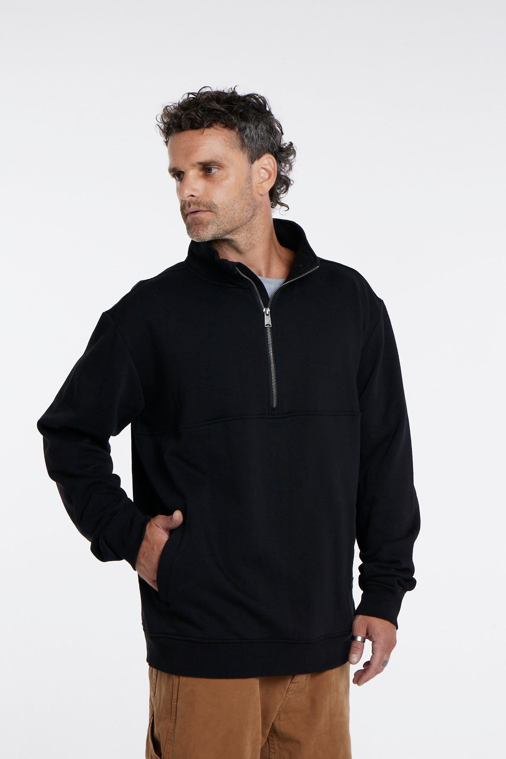 Polerón Negro Hombre Half Zip