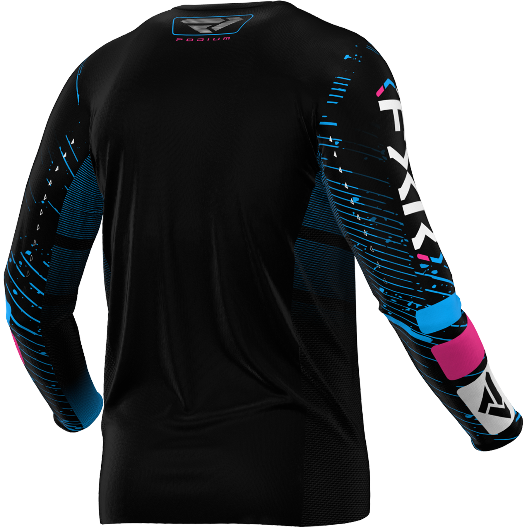 Polera Moto FXR Podium Black/Cyan/Pink