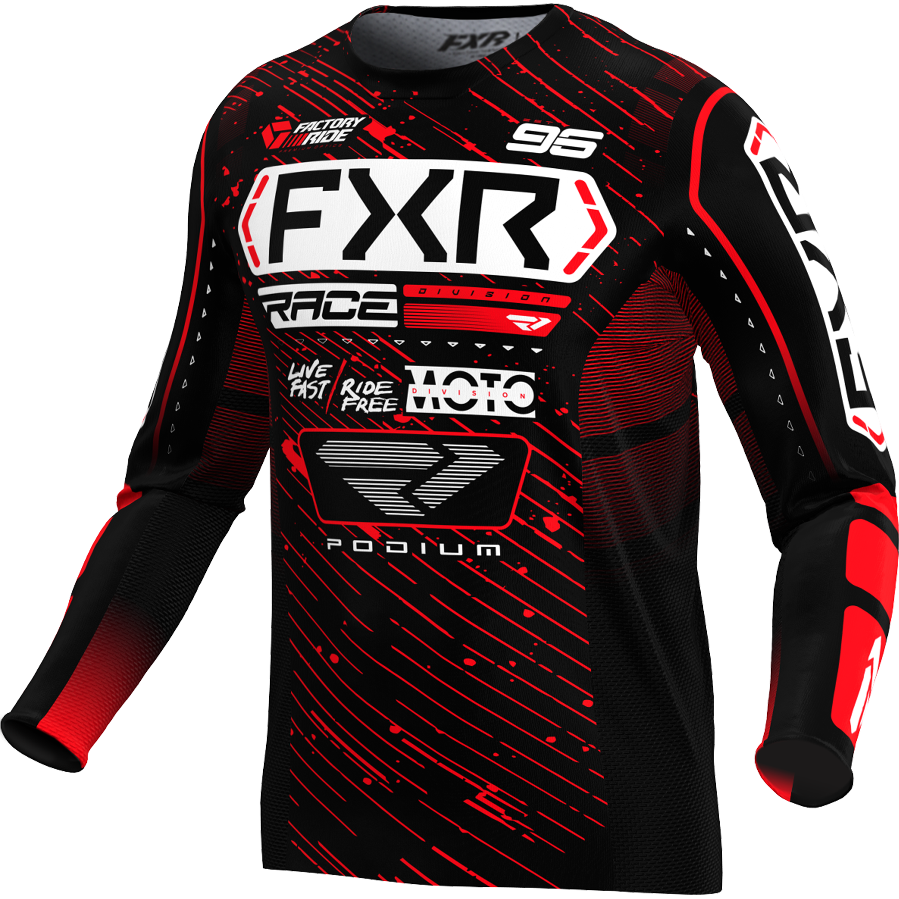 Polera Moto FXR Podium Black/Rojo