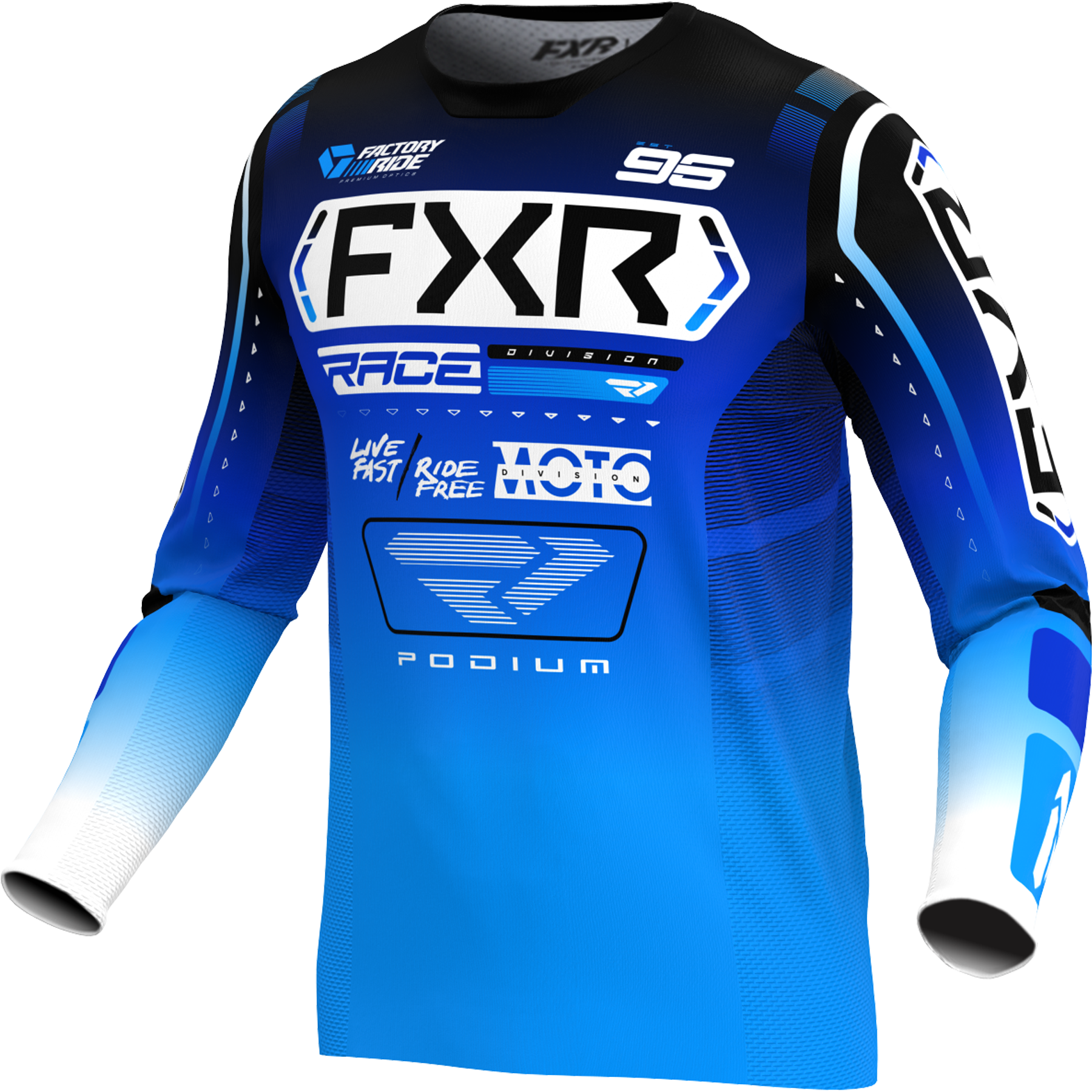 Polera Moto FXR Podium Azul/Blanco