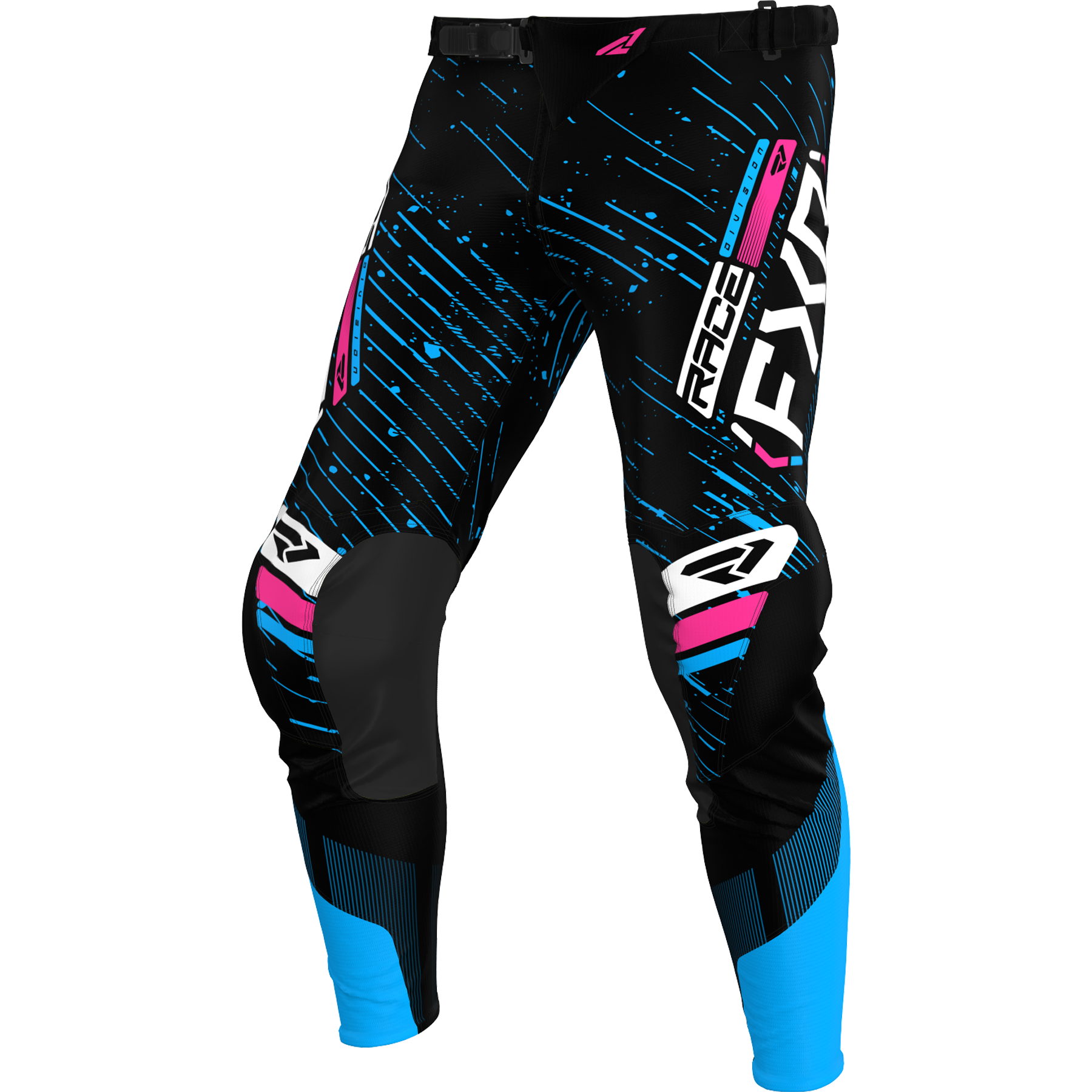 Pantalon Moto FXR Podium Negro/ Cyan/Pink