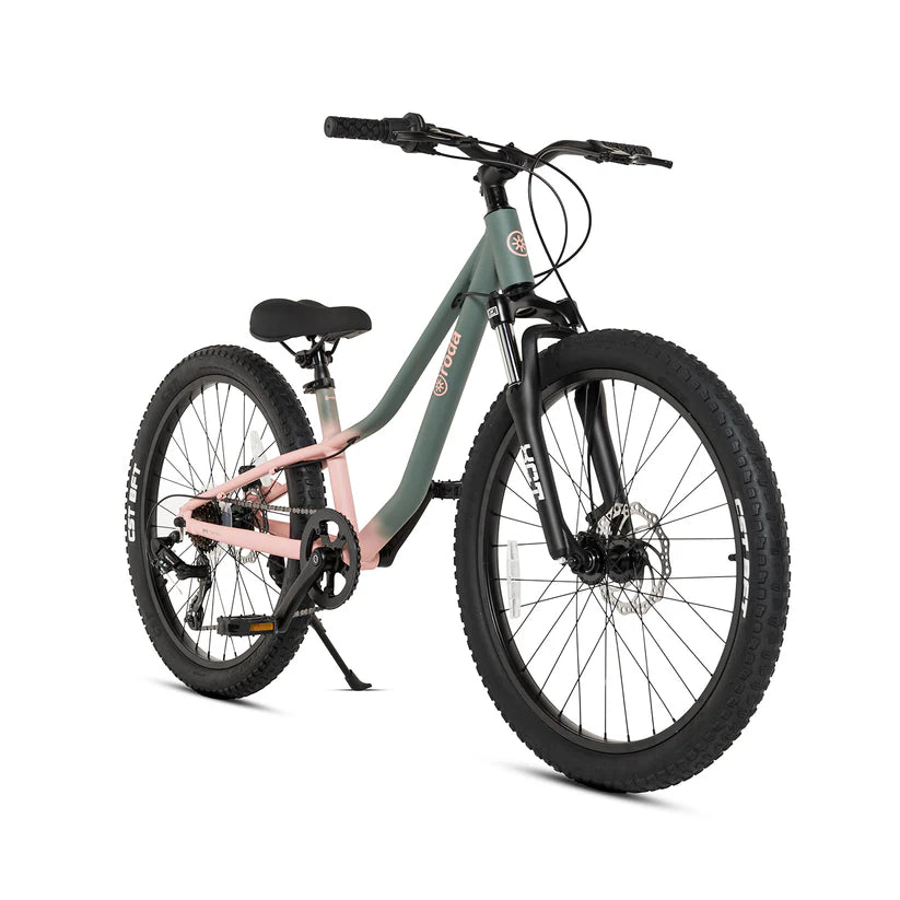 Bicicleta Infantil Roda Pro 24 Sport Verde-Rosado