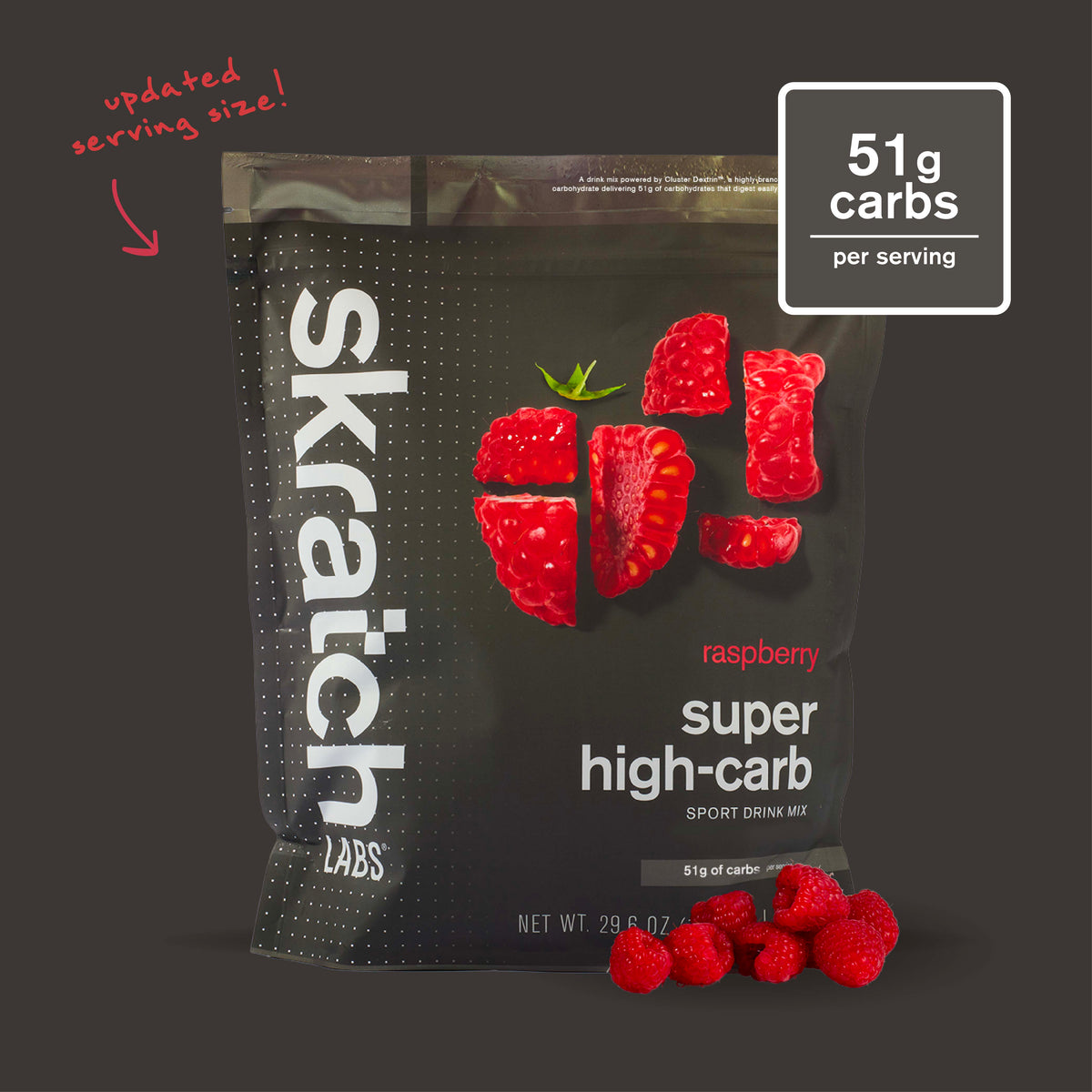 Skratch Labs Super High-Carb Sport Drink Mix Frambuesa – Bolsa 840 g (16 porciones)
