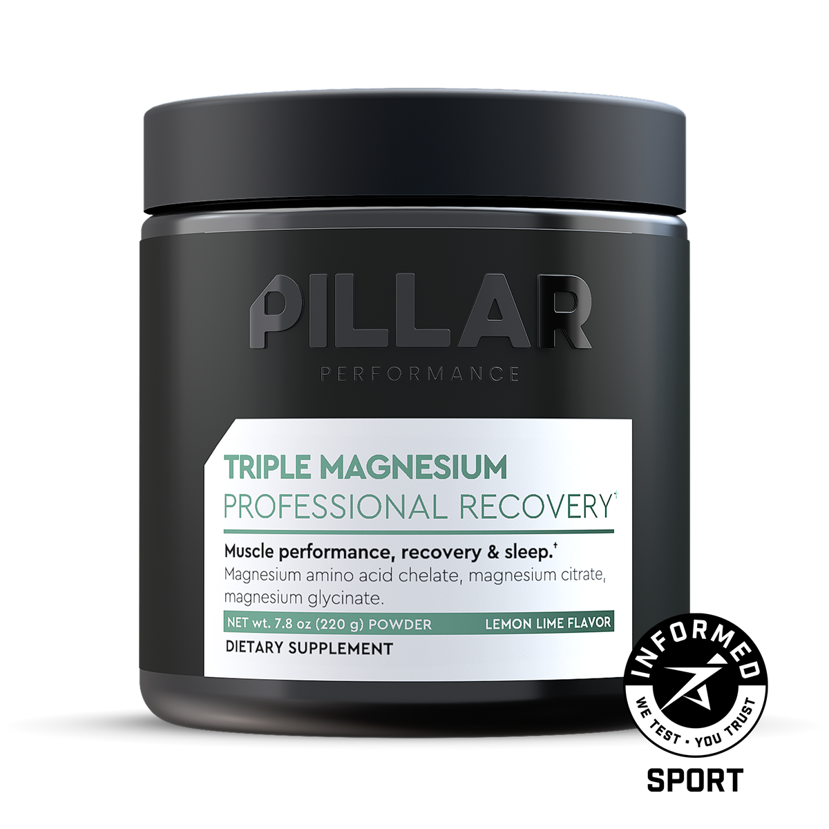 Pillar Performance Triple Magnesium en Polvo Limón y Lima 200 g (40 porciones)