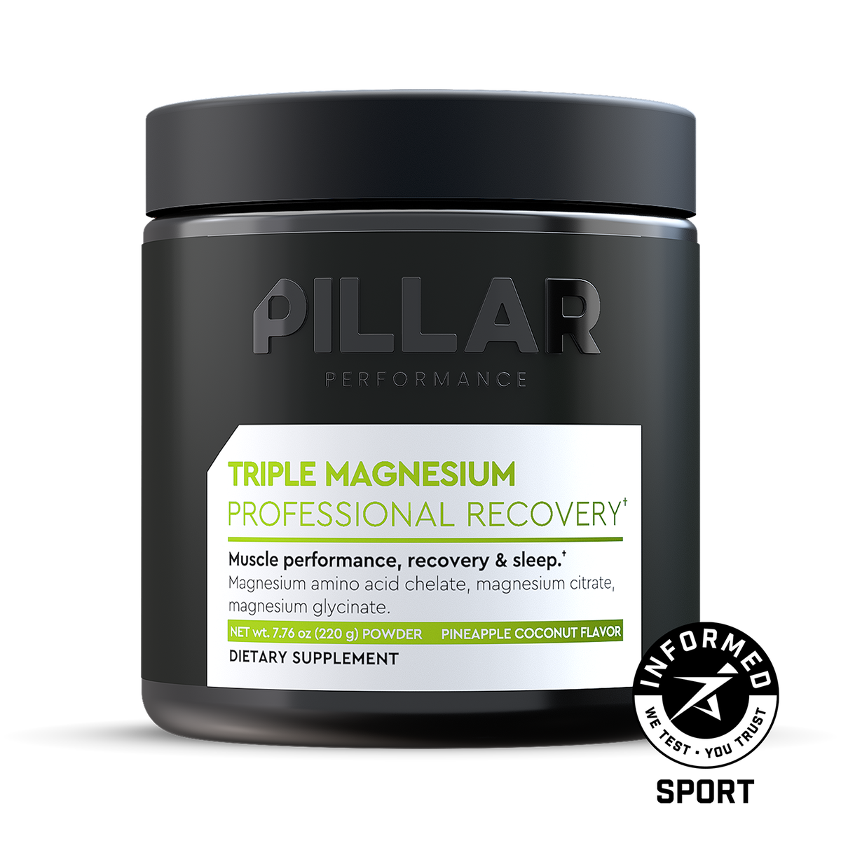 Pillar Performance Triple Magnesium en Polvo Piña y Coco 200 g (40 porciones)