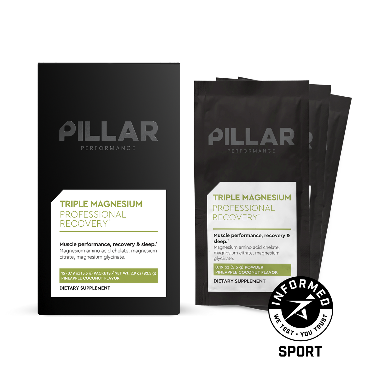 Pillar Performance Triple Magnesium Travel Pack Piña y Coco – Caja 15 Sobres de 5,7 g - imagen 2