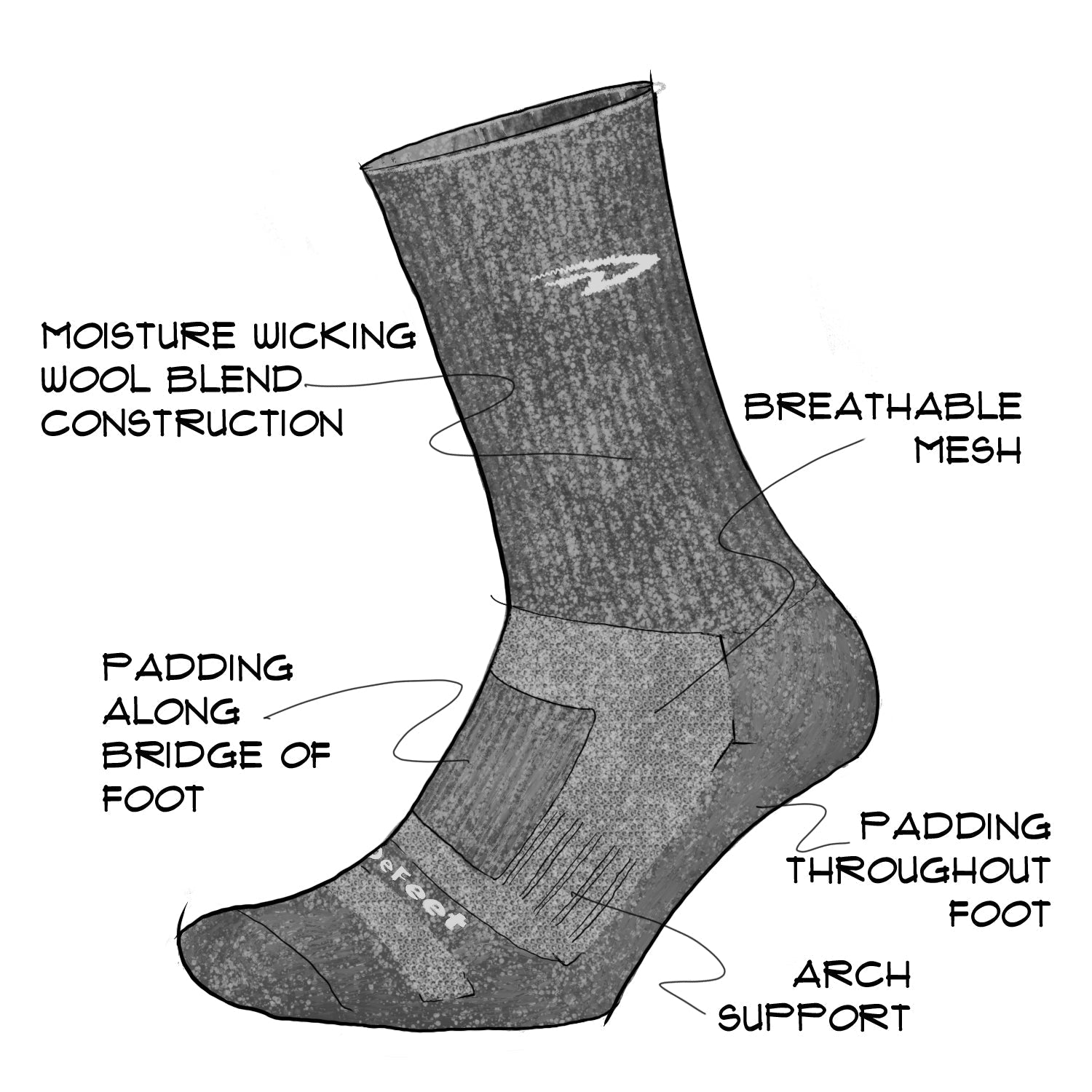 Calcetín Defeet Woolie Boolie 6'' D-Logo Charcoal Black