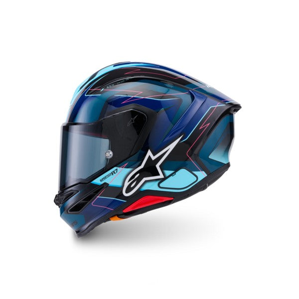Casco Moto Alpinestar S-R7 Kinetis Negro Azul Fucsia Fluor
