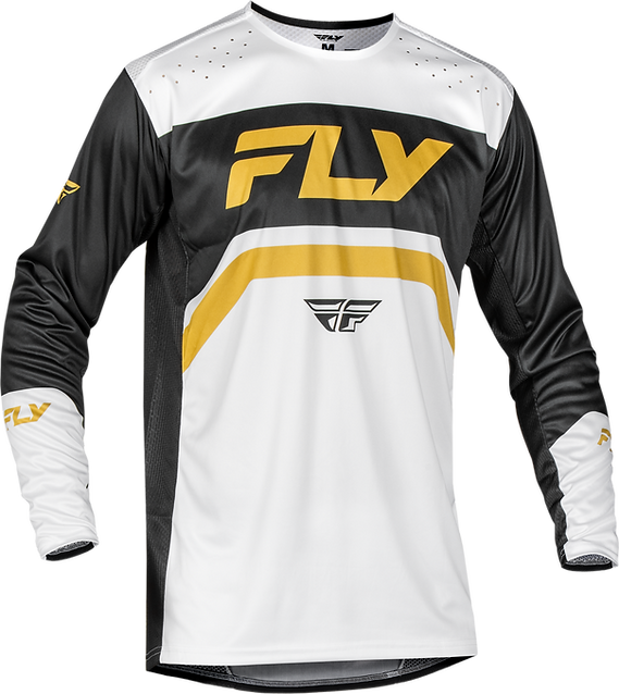 Jersey MTB Fly Racing Rayce Blanco/Negro/Dorado 2025