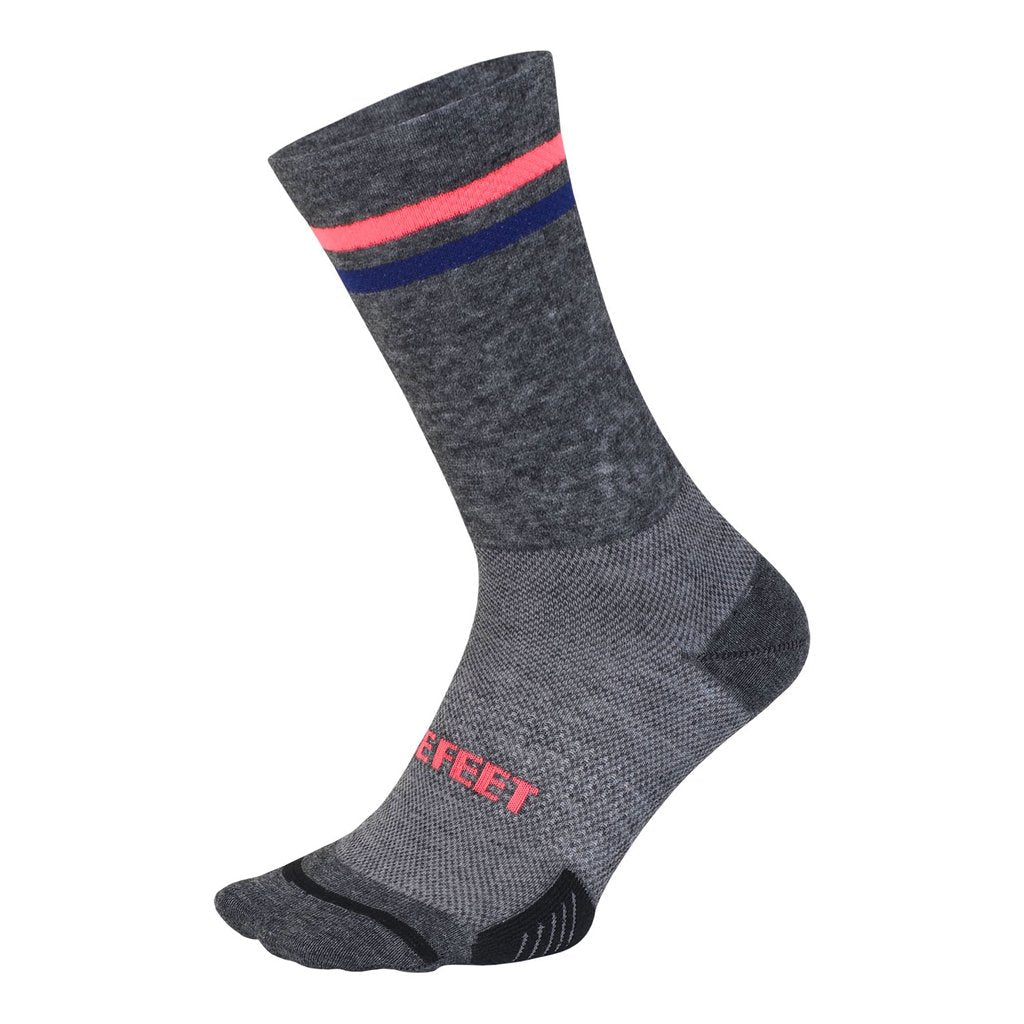 Calcetín Defeet Cyclismo Wool Blend 6" Gravel Grey/Hi-Vis Pink Double Stripes