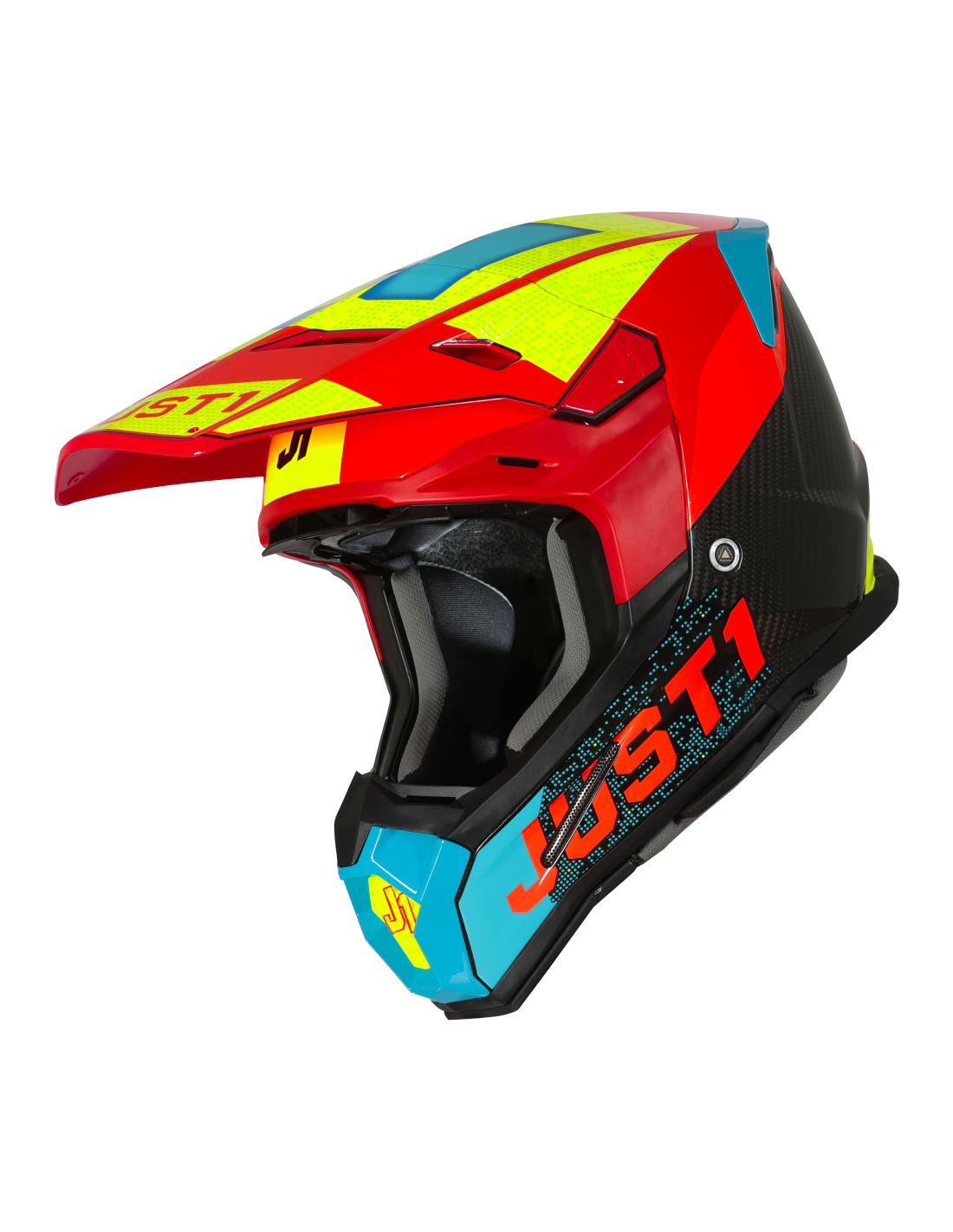 Just1 Casco Moto J22 Adrenaline Red Blue Yellow Carbon - Rideshop