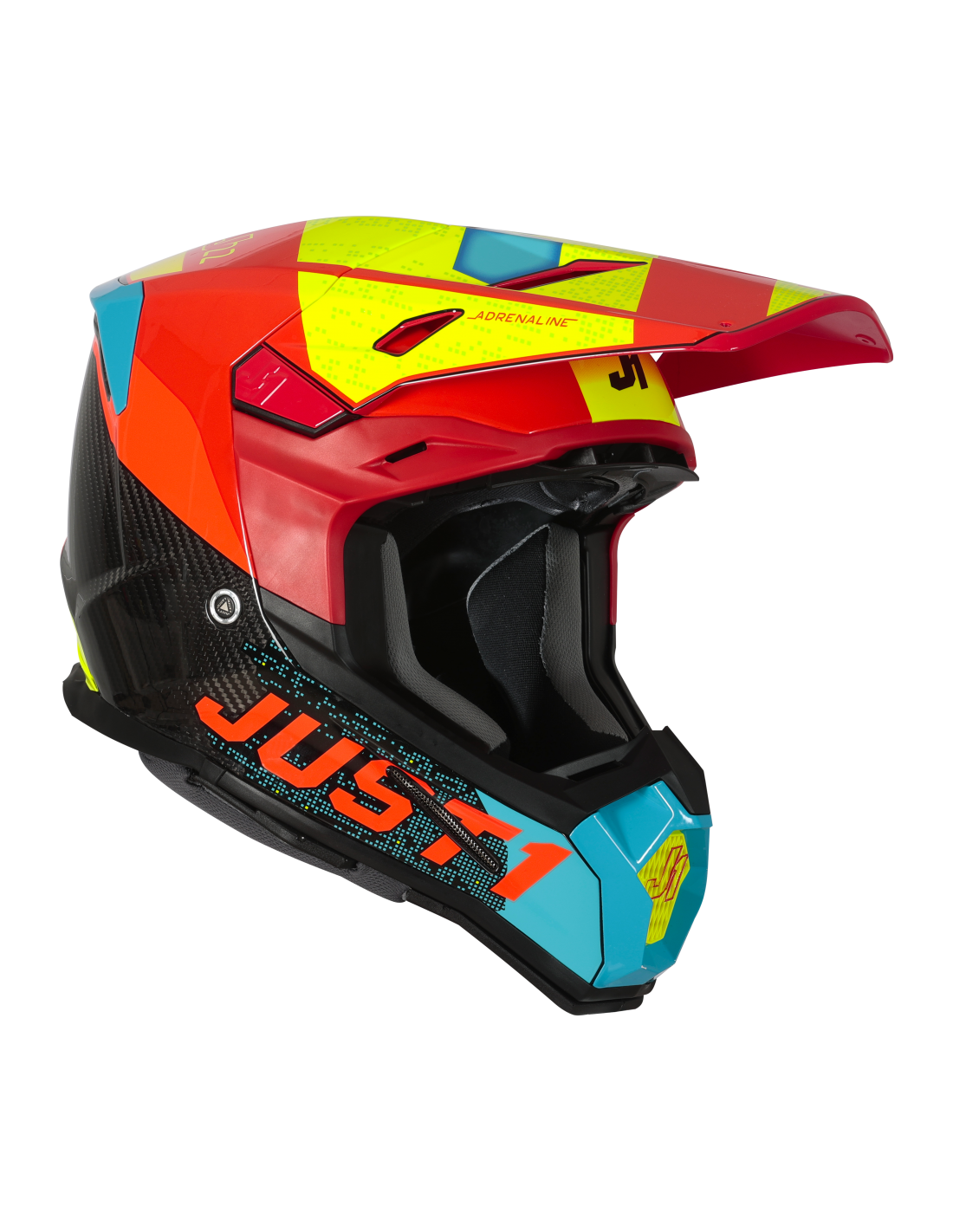 Just1 Casco Moto J22 Adrenaline Red Blue Yellow Carbon - Rideshop