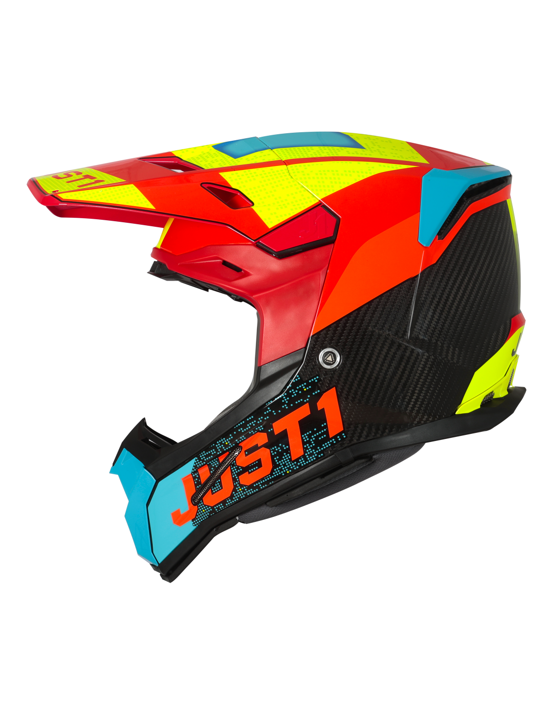 Just1 Casco Moto J22 Adrenaline Red Blue Yellow Carbon - Rideshop