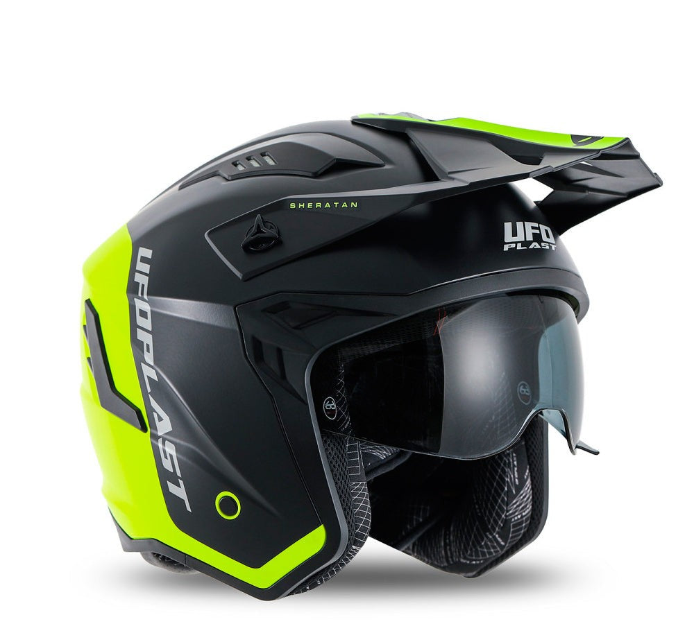 Casco urbano modelo Sheratan Jet Black Yellow Fluo | UFO Plast